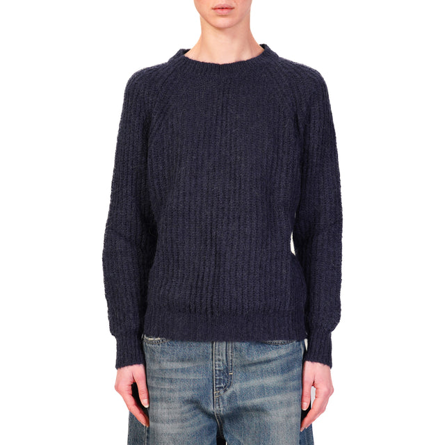 Vicolo-Maglia mohair a coste - blu