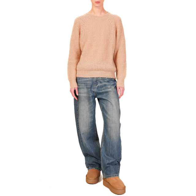 Vicolo-Maglia mohair a coste - blush