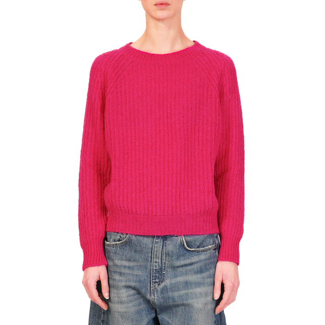 Vicolo-Maglia mohair a coste - fucsia