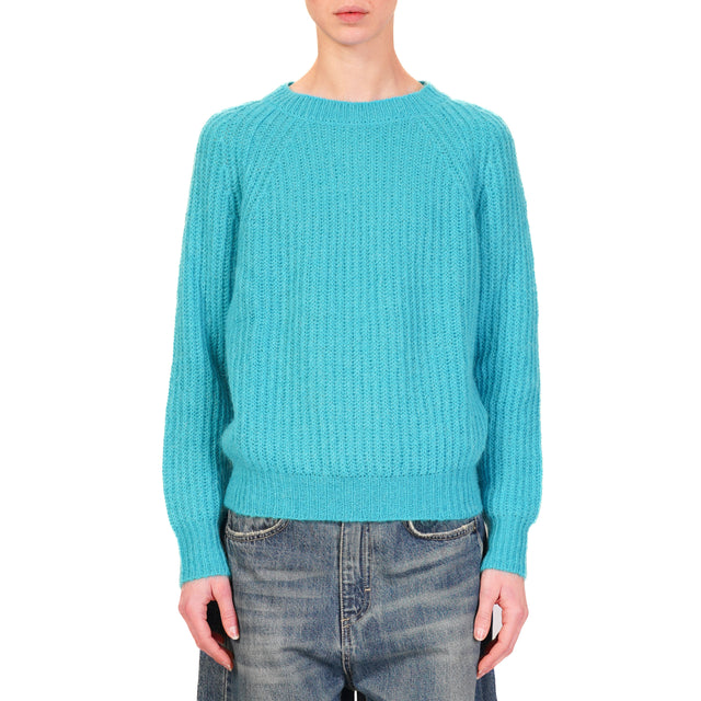 Vicolo-Maglia mohair a coste - turchese