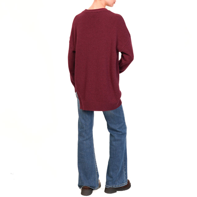 Vicolo-Maglia misto cashmere bordo asimmetrico - Bordeaux