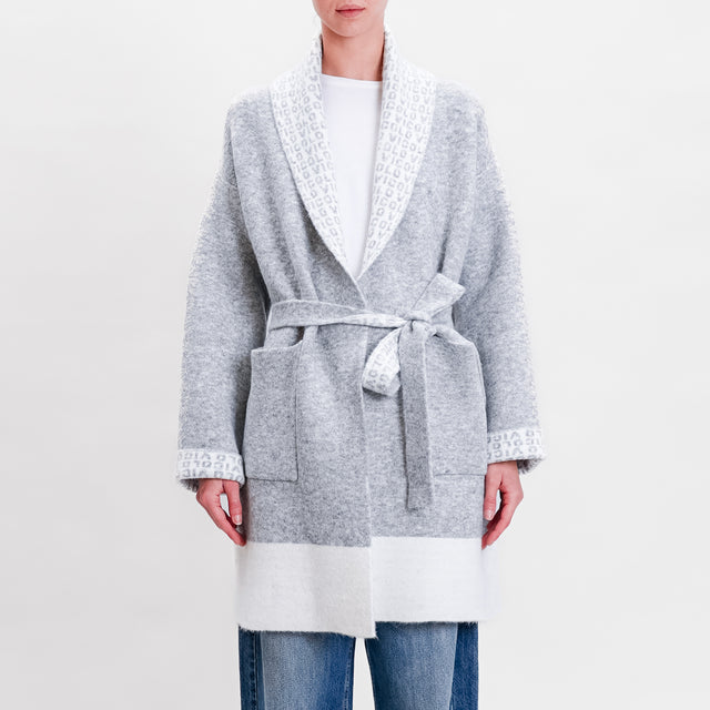 Vicolo-Cappotto in maglia misto lana - grigio melange/latte