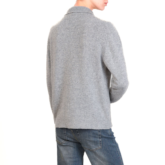 Vicolo-Cardigan collo polo misto cashmere - grigio