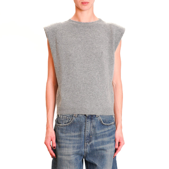 Vicolo-Sleeveless sweater with shoulder straps cashmere blend - grey