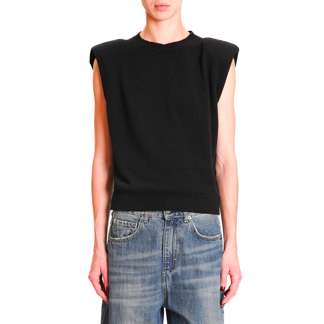 Vicolo-Sleeveless sweater with shoulder straps cashmere blend - black