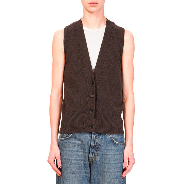 Vicolo-Gilet misto cashmere - moro