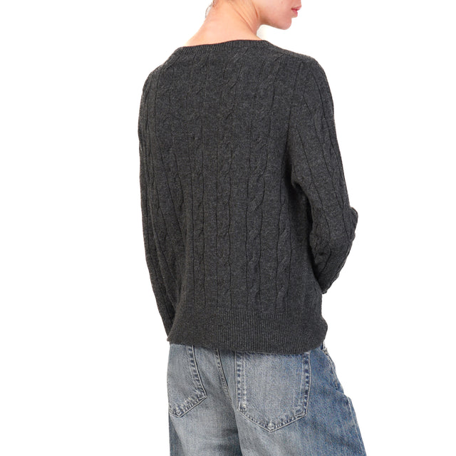 Vicolo-Maglia treccia misto cashmere - antracite