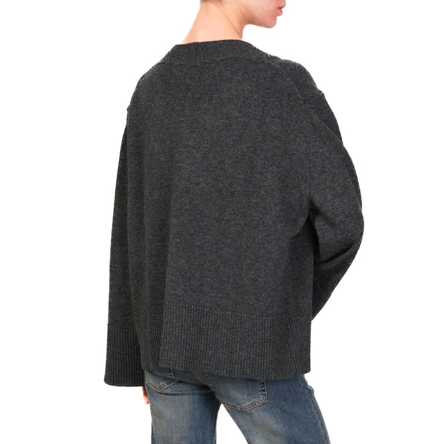 Vicolo-Maglia misto cashmere scollo a v - grigio