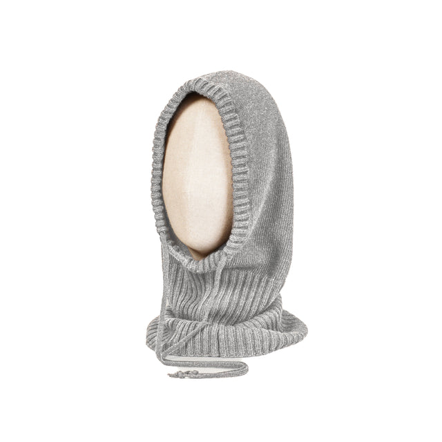 Vicolo-Balaclava a costine misto cashmere - perla