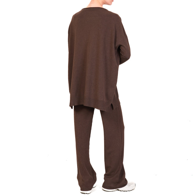 Vicolo-Completo maglia oversize + pantalone - moro