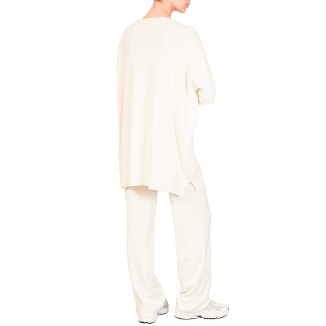 Vicolo-Completo maglia oversize + pantalone - burro