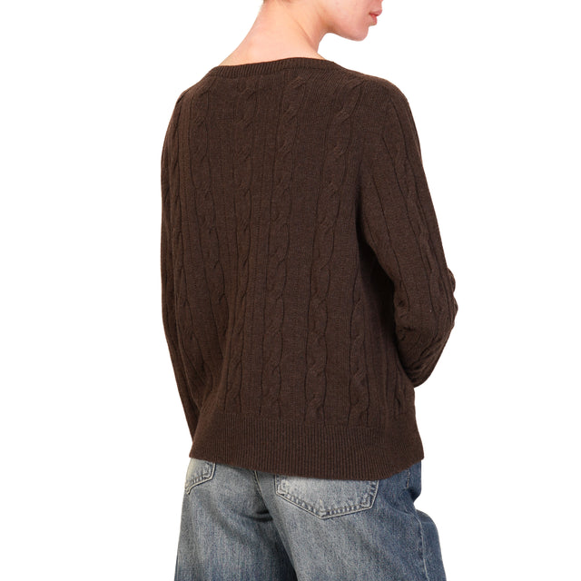 Vicolo-Maglia trecce misto cashmere - moro