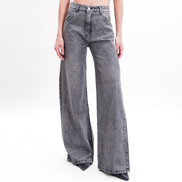 Vicolo-Jeans wide leg with rhinestones - grey