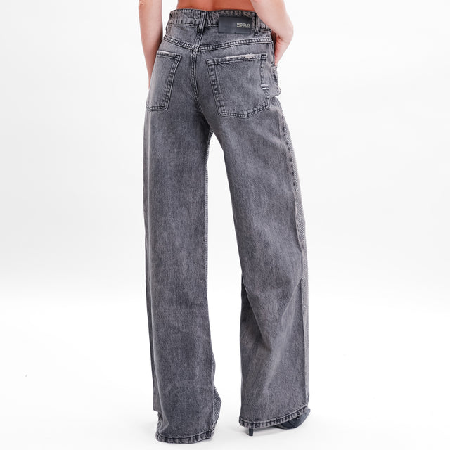 Vicolo-Jeans wide leg con strass - grigio