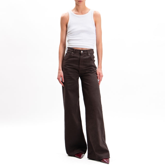 Vicolo-Pantalone LEXIE wide leg 5 pockets - dark brown