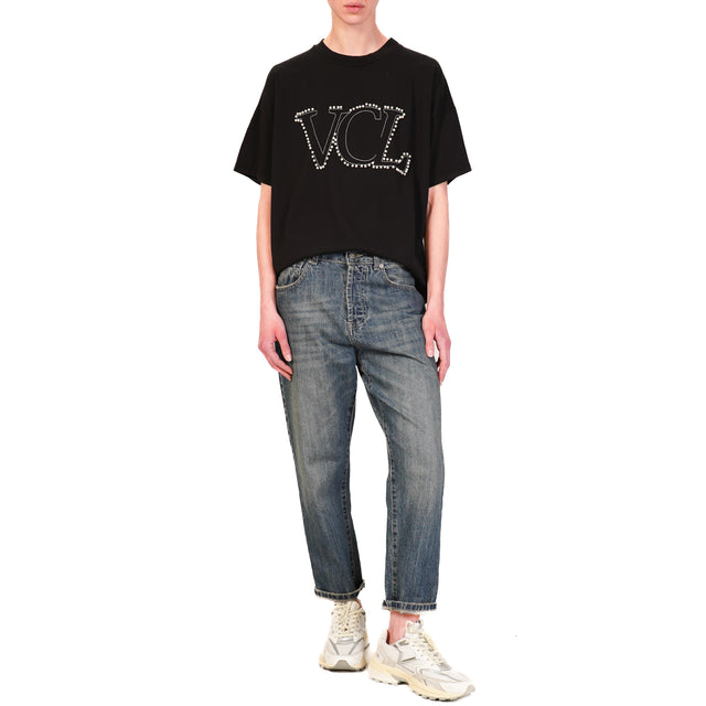 Vicolo-T-shirt VCL dettaglio perle - nero