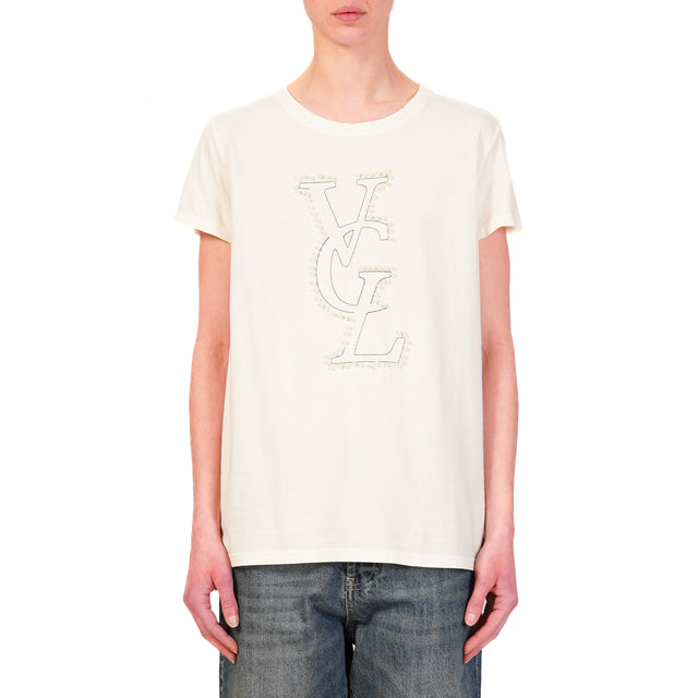 Vicolo-T-shirt VCL dettaglio perle - bianco