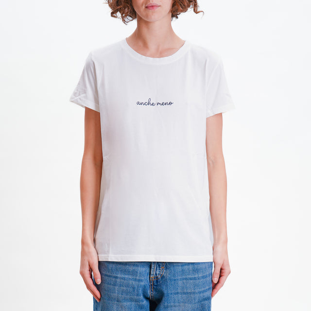 Vicolo-T-shirt "ANCHE MENO" - bianco/nero