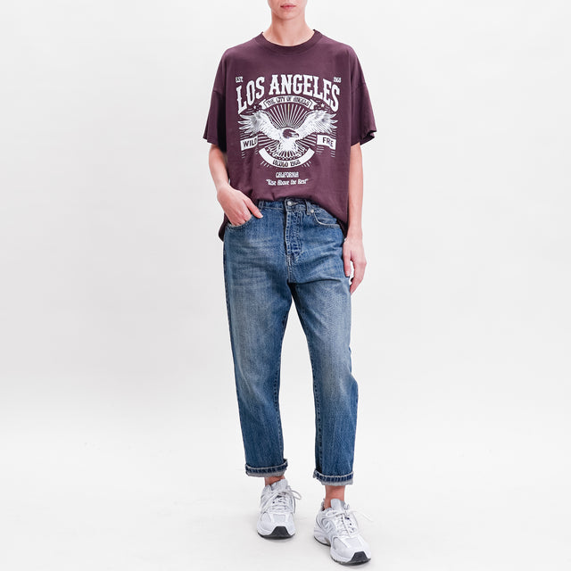 Vicolo-T-shirt "LOS ANGELES" - plum