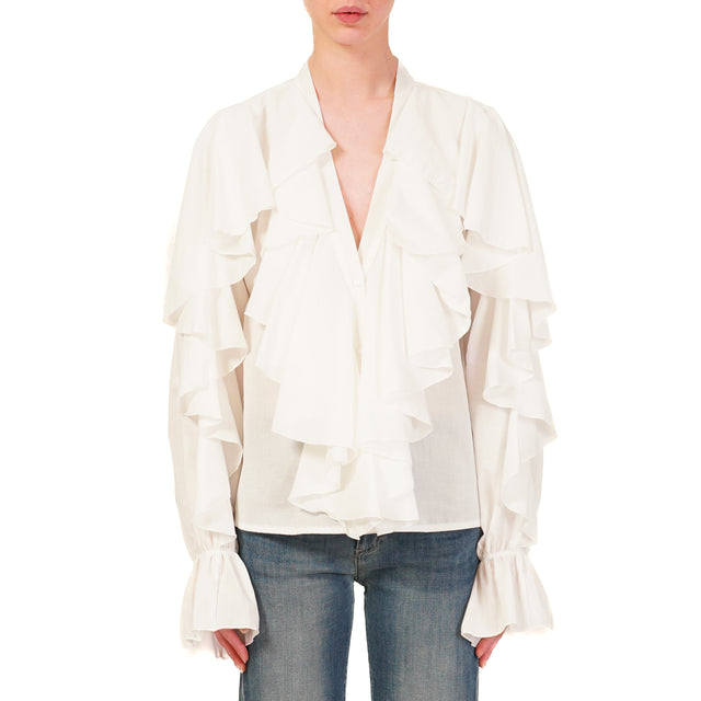 Vicolo-Camicia mussola con rouches - bianco