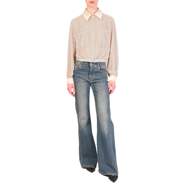 Vicolo-Camicia crop pois - burro/nero