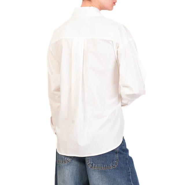 Vicolo-Camicia in cotone con coulisse - bianco