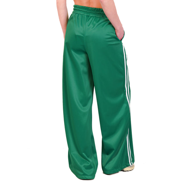 Vicolo-Pantalone banda laterale elastico in vita - Verde