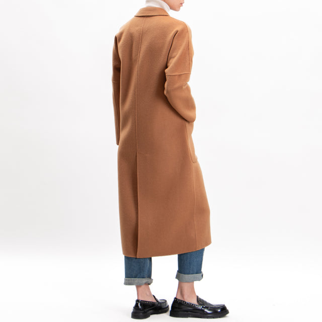 Vicolo-Handmade double-breasted coat mixed wool - leather