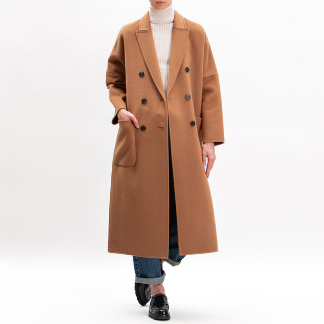 Vicolo-Handmade double-breasted coat mixed wool - leather