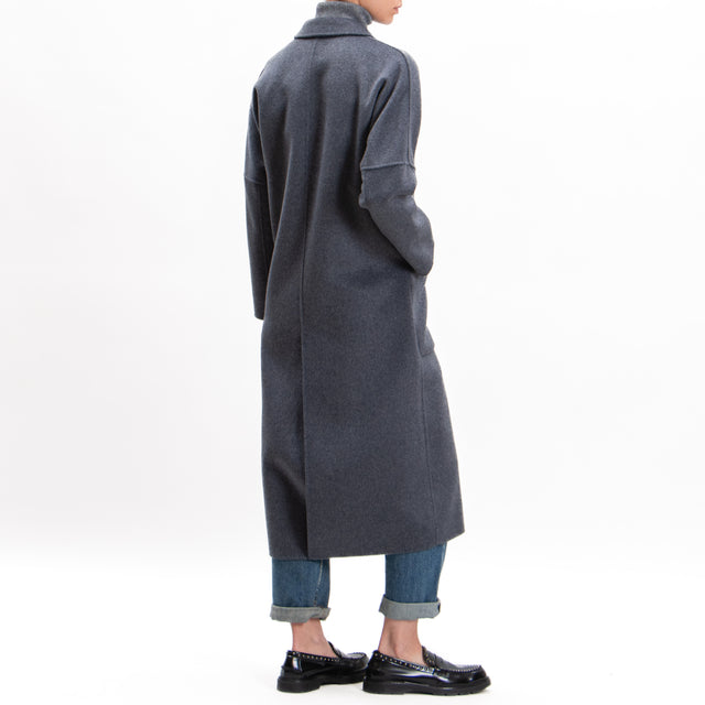 Vicolo-Handmade double-breasted wool blend coat - anthracite