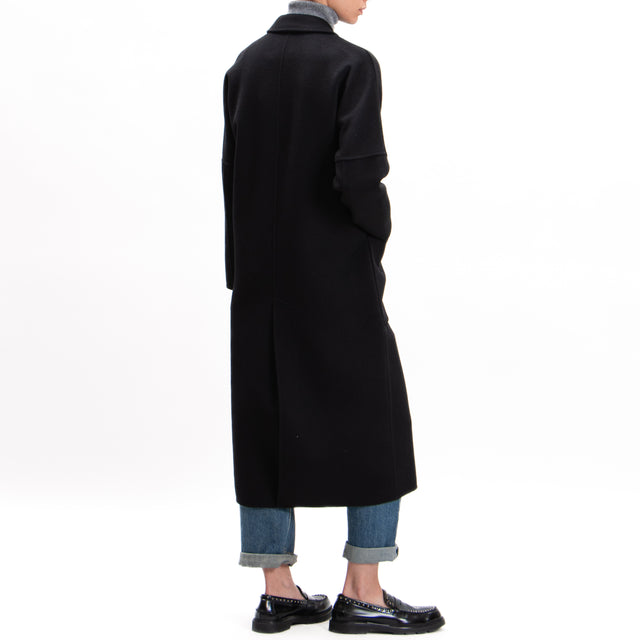 Vicolo-Handmade double-breasted wool blend coat - black