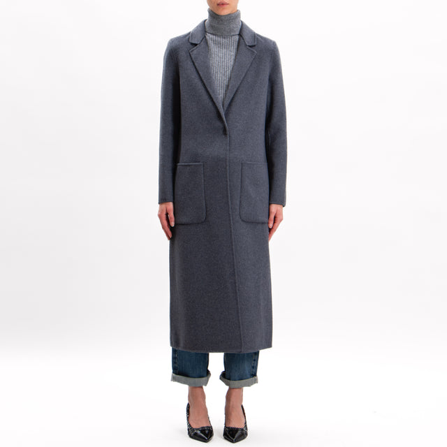 Vicolo-Handmade coat mixed wool back slit - anthracite