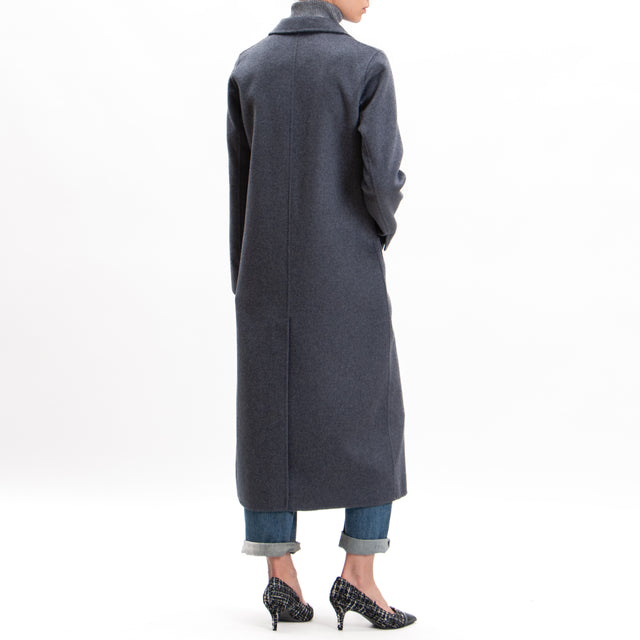 Vicolo-Handmade coat mixed wool back slit - anthracite