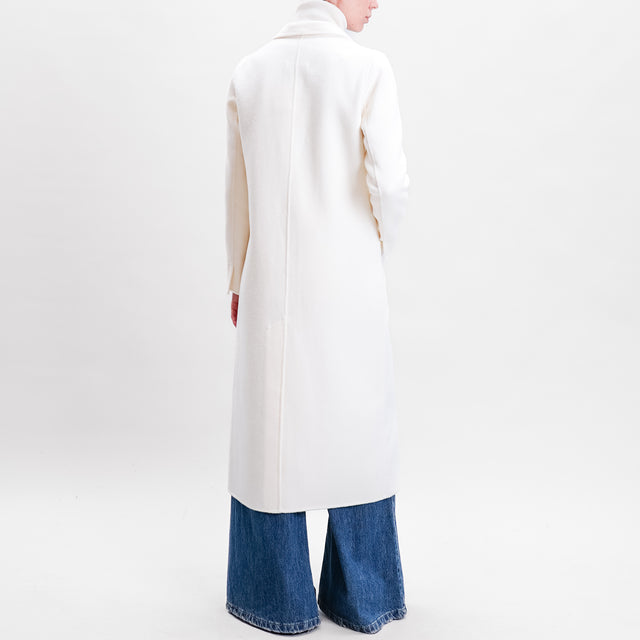 Vicolo-Handmade coat mixed wool back slit - milk