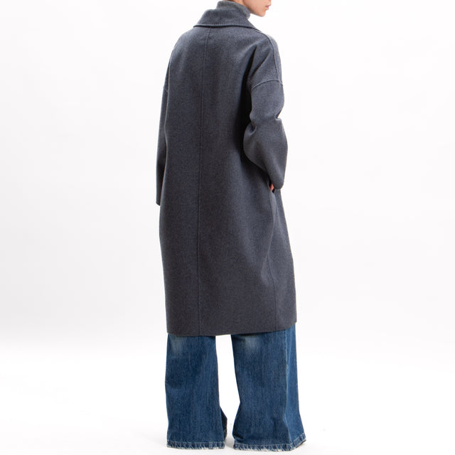 Vicolo-Coat hand made egg wool blend - anthracite