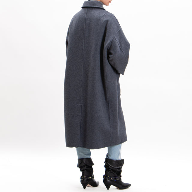 Vicolo-Handmade coat mixed wool back slit - anthracite