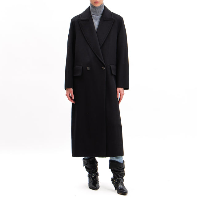 Vicolo-Coat hand made wool blend - black