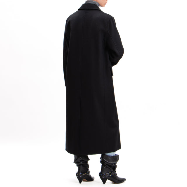 Vicolo-Coat hand made wool blend - black