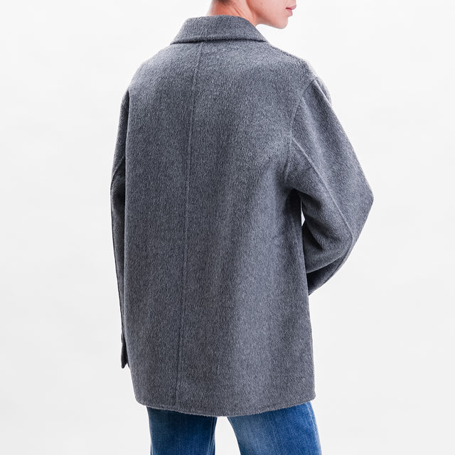 Vicolo-Handmade double-breasted wool blend jacket - melange grey