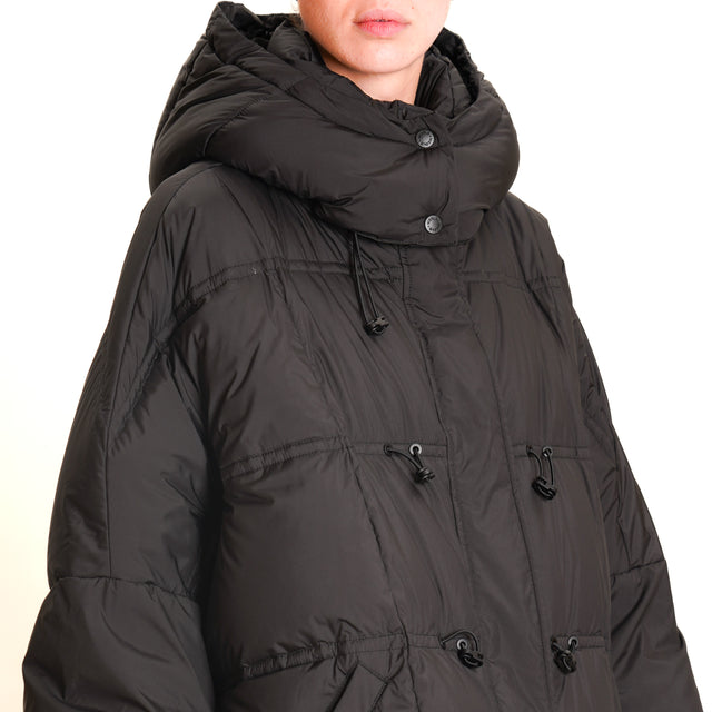 Vicolo-Quilted Down Jacket with Side Slits - Black