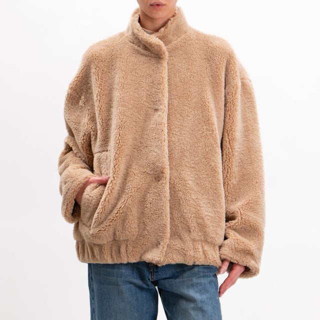 Vicolo-Teddy Jacket Short - Beige