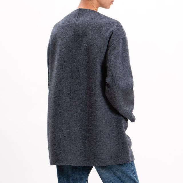 Vicolo-Handmade jacket v-neck wool blend - anthracite