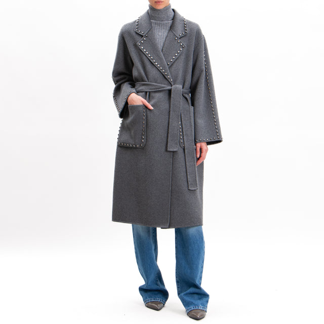 Vicolo-Cappotto hand made misto lana con borchie - antracite