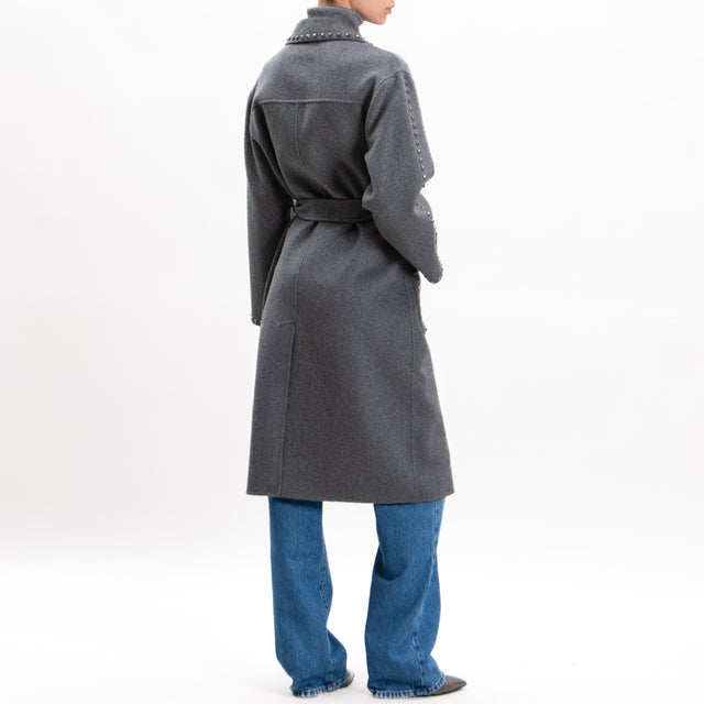 Vicolo-Handmade coat mixed wool with studs - anthracite