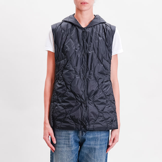 Vicolo-Gilet trapuntato con cappuccio 100 gr - nero