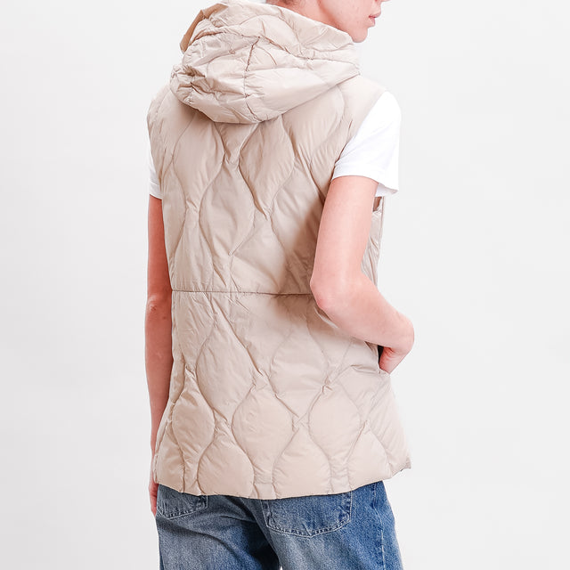 Vicolo-Gilet trapuntato con cappuccio 100 gr - mastice