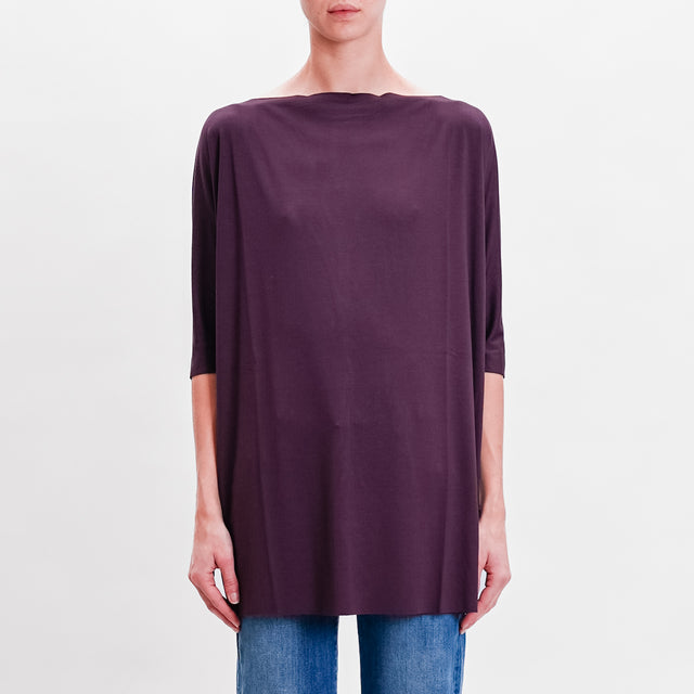 Vicolo-T-shirt jersey taglio vivo - plum