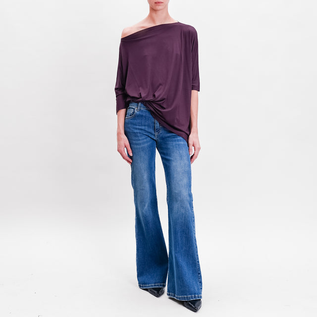 Vicolo-T-shirt jersey taglio vivo - plum