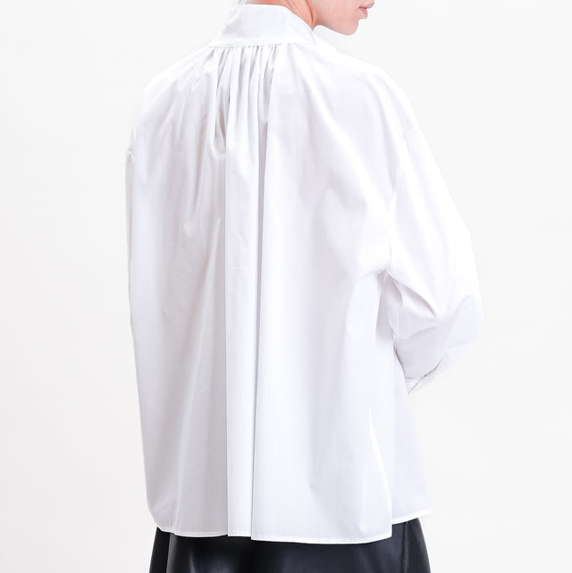 Vicolo-Blusa oversize collo coreana in cotone - bianco