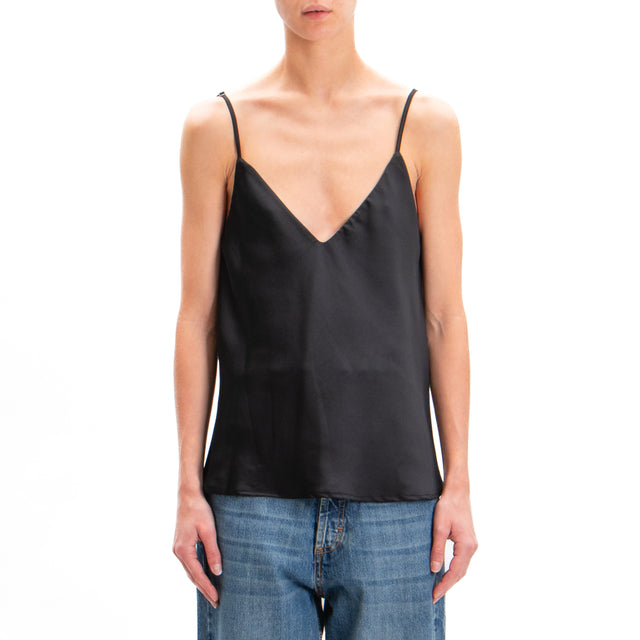 Vicolo-Top in satin bretelle regolabili - nero